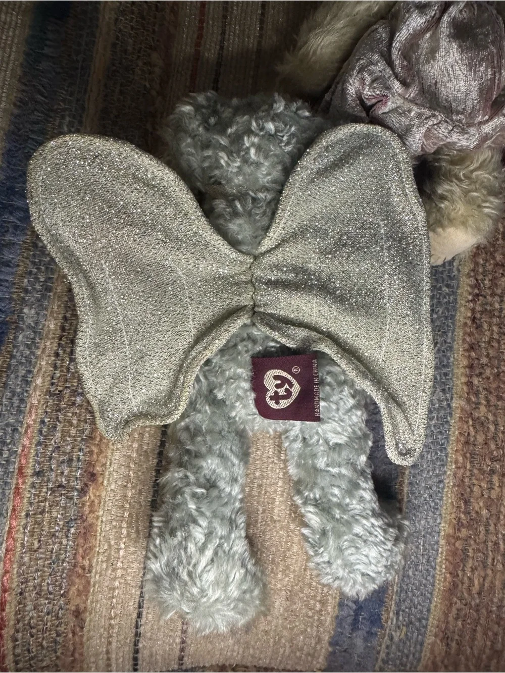 Ty Plush Small Pets Bears in Gray and Cream with Pink Outfit